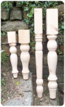 Turned wooden table legs